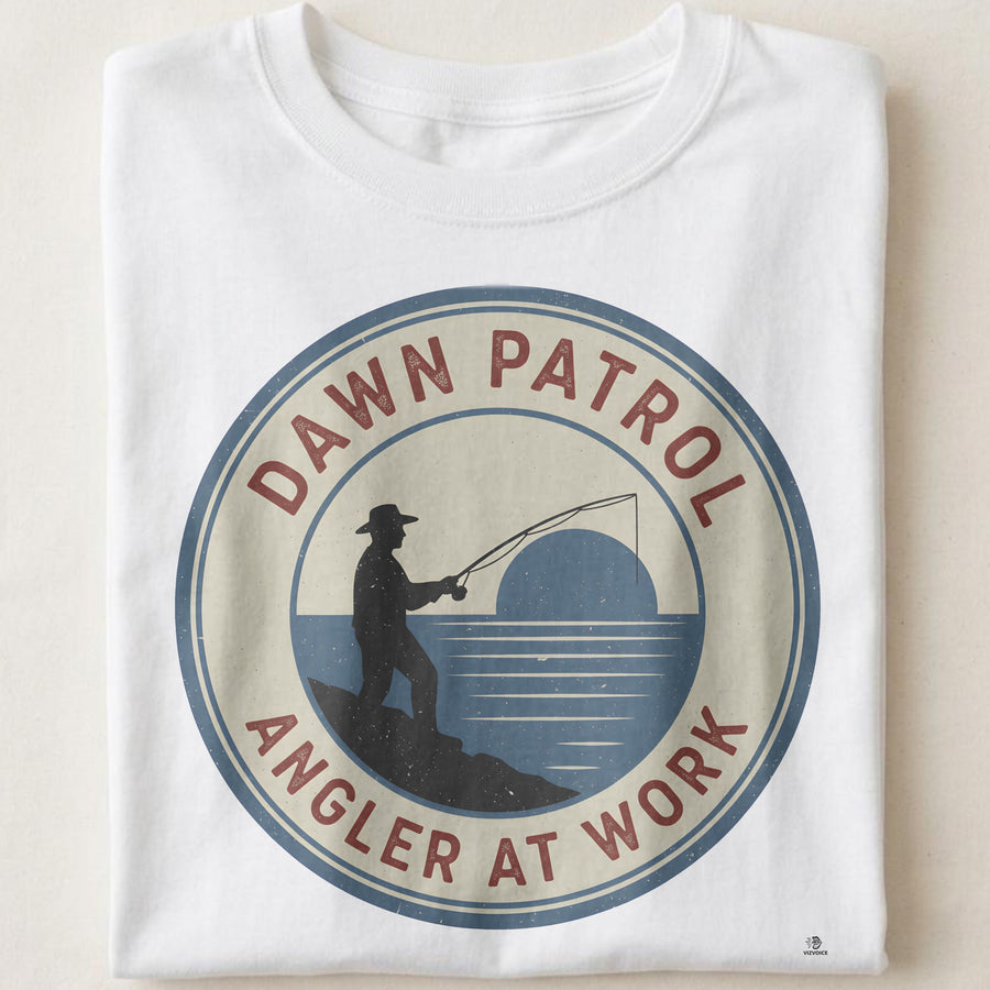 DAWN PATROL ANGLER AT WORK | Fishing T-shirt for Early Risers
