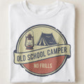 OLD SCHOOL CAMPER NO FRILLS | Camping T-Shirt for Purists - close up