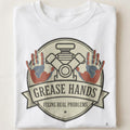 GREASE HANDS FIXING REAL PROBLEMS | Funny Mechanic T-Shirt - close up