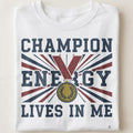 CHAMPION ENERGY LIVES IN ME | Confident Winners T-shirt - close up