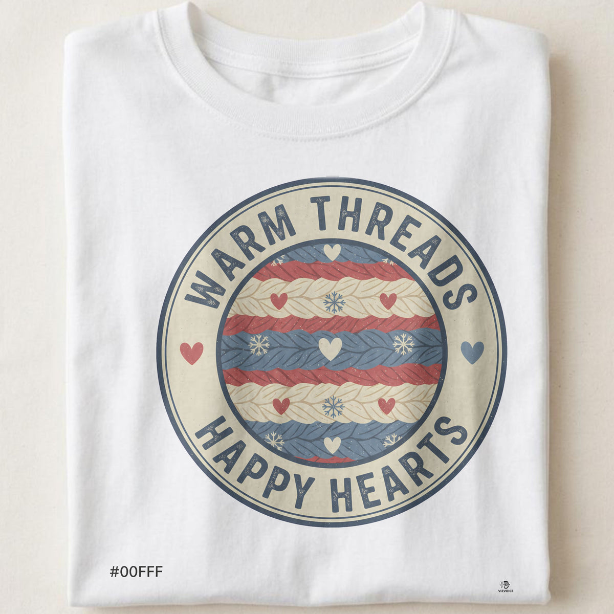 WARM THREADS HAPPY HEARTS | Cozy Christmas T-Shirt