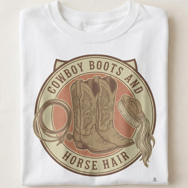 COWBOY BOOTS AND HORSE HAIR | Fun Western Rider T-Shirt