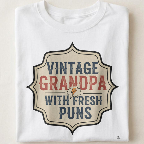 VINTAGE GRANDPA WITH FRESH PUNS | Funny Grandpa T-Shirt