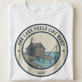 THE LAKE FEELS LIKE HOME | Cozy Fishing T-Shirt - close up