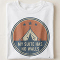 MY SUITE HAS NO WALLS | Tent Camping Purist T-shirt - close up