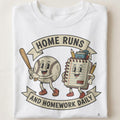 HOME RUNS AND HOMEWORK DAILY | Funny Single Dad T-Shirt - close up