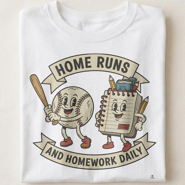 HOME RUNS AND HOMEWORK DAILY | Funny Single Dad T-Shirt