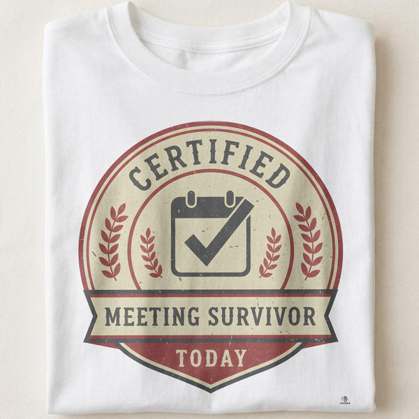 CERTIFIED MEETING SURVIVOR TODAY | Funny Office Life T-Shirt