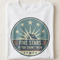FIVE STARS IF YOU COUNT THEM | Funny Camping T-Shirt - close up
