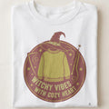 WITCHY VIBES WITH COZY HEART | Spooky Season T-shirt - close up