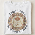 SUNLIT SOUL WILDFLOWER HEARTBEAT | Whimsical Wildflower T-Shirt - close up