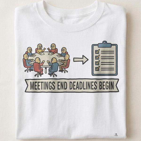 MEETINGS END DEADLINES BEGIN | Funny T-shirt for Office Workers