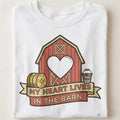 MY HEART LIVES IN THE BARN | Equestrian T-Shirt for Horse Lovers - close up