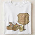 DESK DRAWER SNACK CURATOR HERE | Funny Office Snack T-shirt - close up