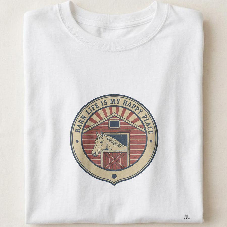 BARN LIFE IS MY HAPPY PLACE | Equestrian T-Shirt for Horse Lovers