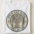 GRIP THE WALL FEEL ALIVE | Rock Climbing T-Shirt - close up