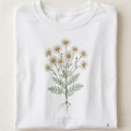 Chamomile Botanical Art T-Shirt | Vintage Herb Illustration - close up
