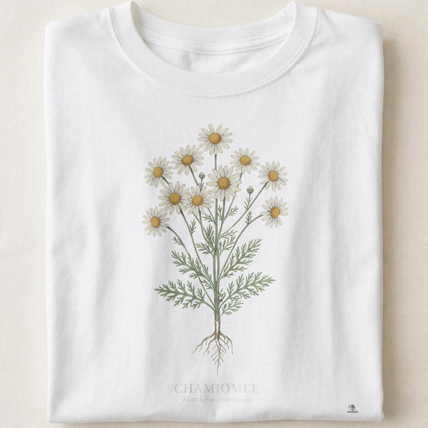 Chamomile Botanical Art T-Shirt | Vintage Herb Illustration