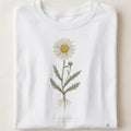 Oxeye Daisy Botanical Art T-Shirt | Vintage Wildflower Design - close up