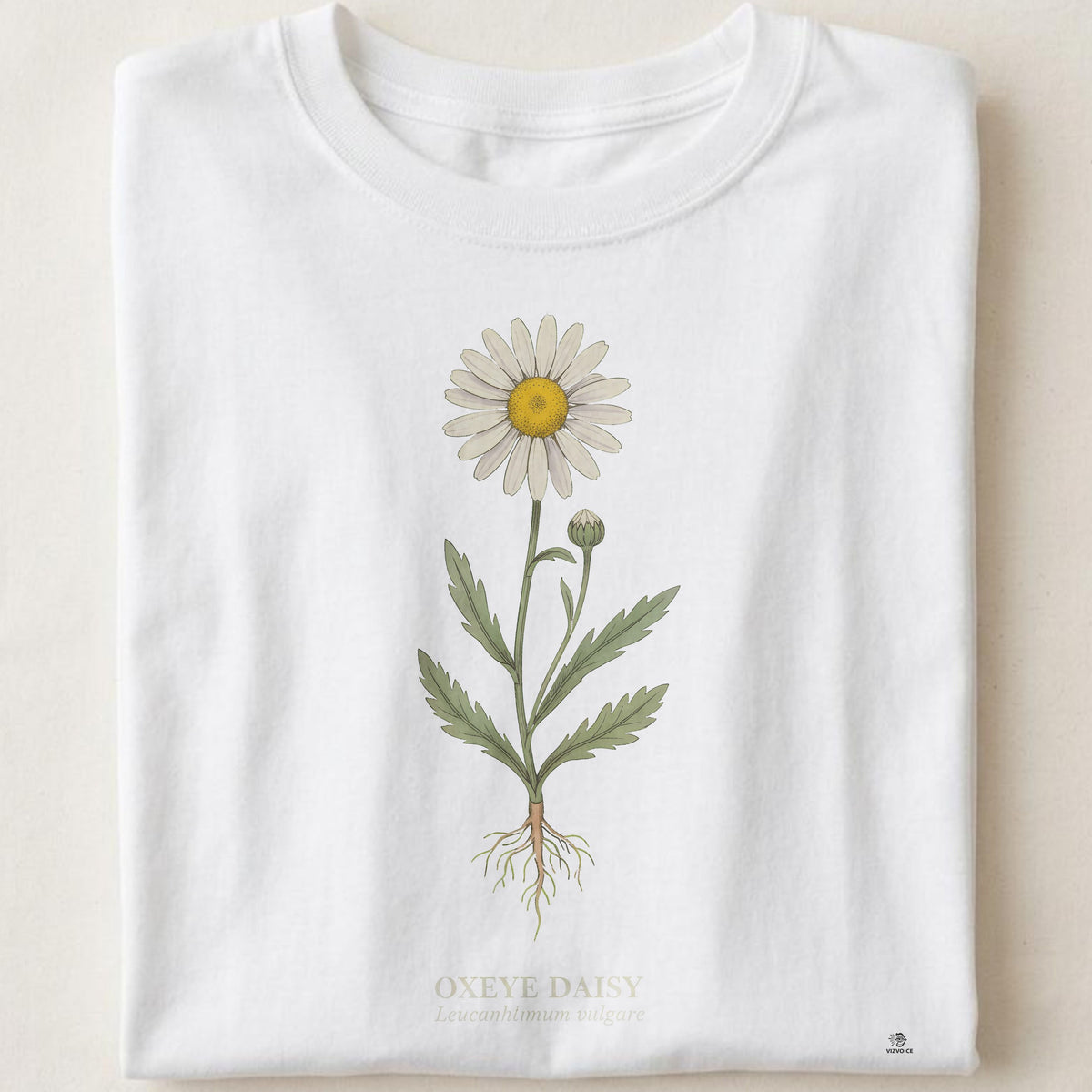 Oxeye Daisy Botanical Art T-Shirt | Vintage Wildflower Design