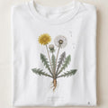 Dandelion Botanical Art T-Shirt | Vintage Etching Inspired Design - close up