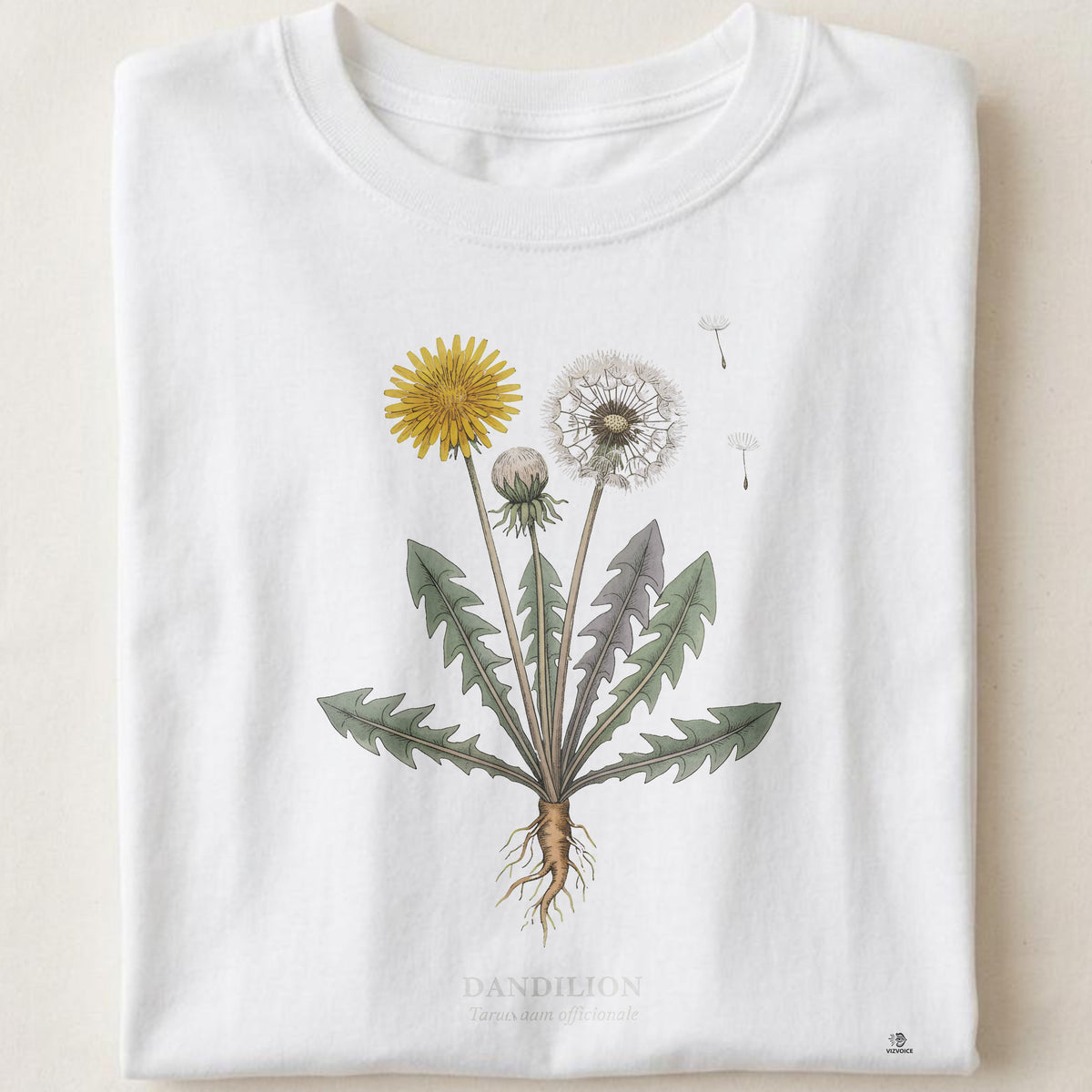 Dandelion Botanical Art T-Shirt | Vintage Etching Inspired Design