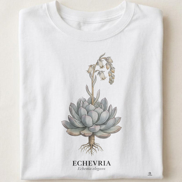 Echeveria Botanical Art T-Shirt | Vintage Botanical Elegance