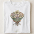 Lithops Botanical Art T-Shirt | Vintage Succulent Illustration - close up
