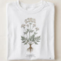 Valerian Botanical Art T-Shirt | Vintage Illustration of Valeriana Officinalis - close up
