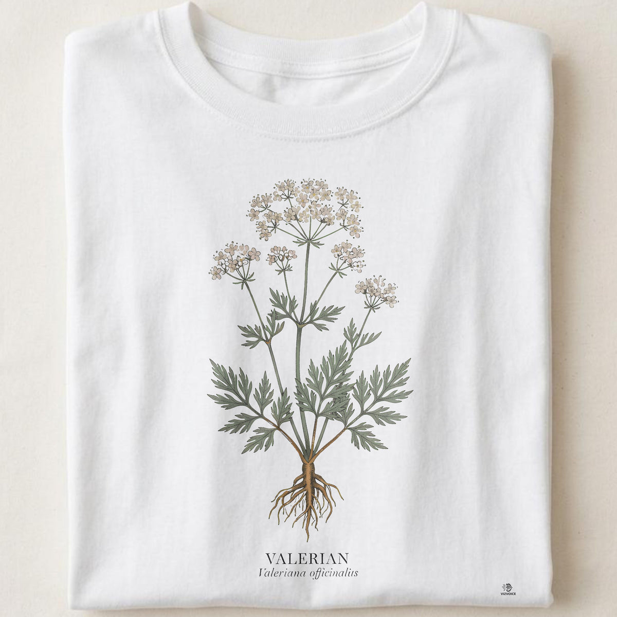 Valerian Botanical Art T-Shirt | Vintage Illustration of Valeriana Officinalis