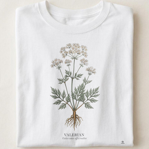 Valerian Botanical Art T-Shirt | Vintage Illustration of Valeriana Officinalis