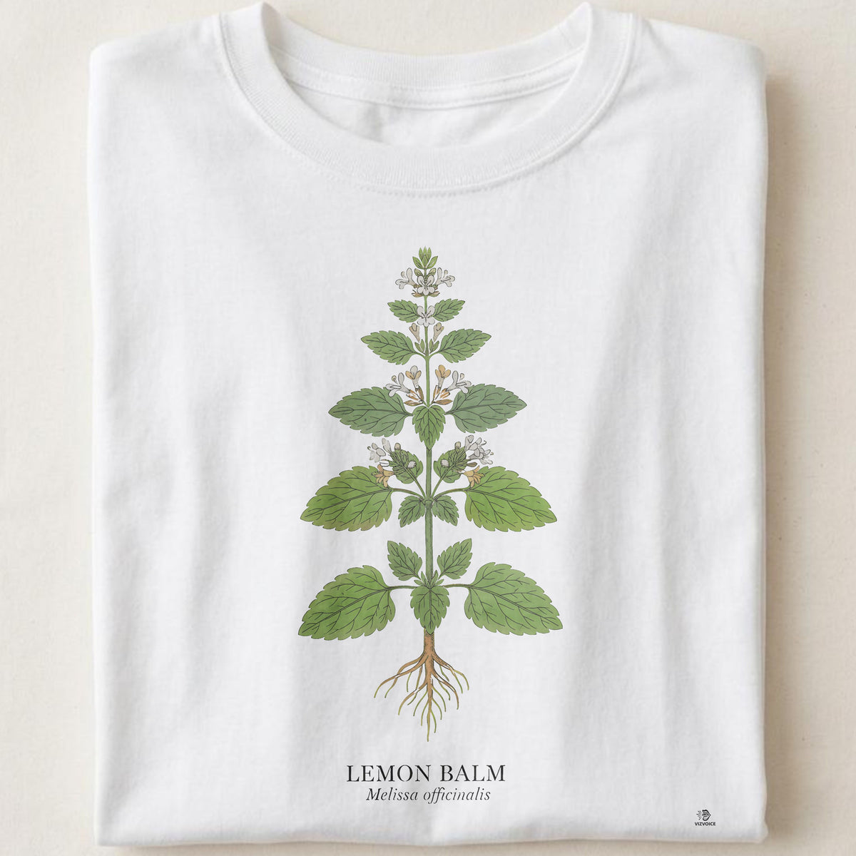 Lemon Balm Botanical Art T-Shirt | Vintage Herb Illustration
