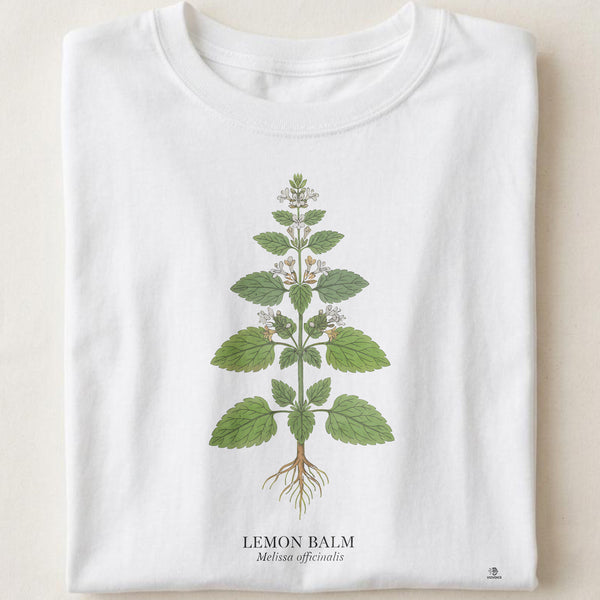 Lemon Balm Botanical Art T-Shirt | Vintage Herb Illustration