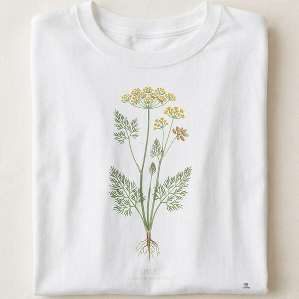 Dill Botanical Art T-Shirt | Vintage Herb Illustration