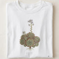 Sempervivum Botanical Art T-Shirt | Vintage Elegance in Nature - close up