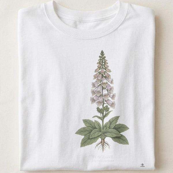 Foxglove Botanical Art T-Shirt | Vintage Wildflower Illustration