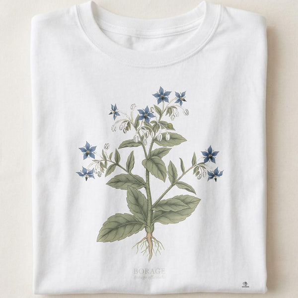 Borage Botanical Art T-Shirt | Vintage Herb Illustration