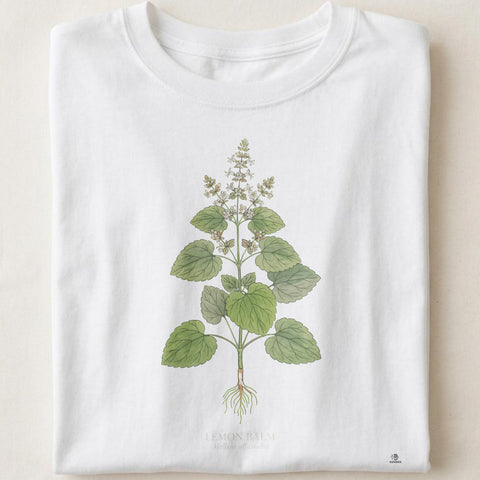 Lemon Balm Botanical Art T-Shirt | Vintage Herb Illustration