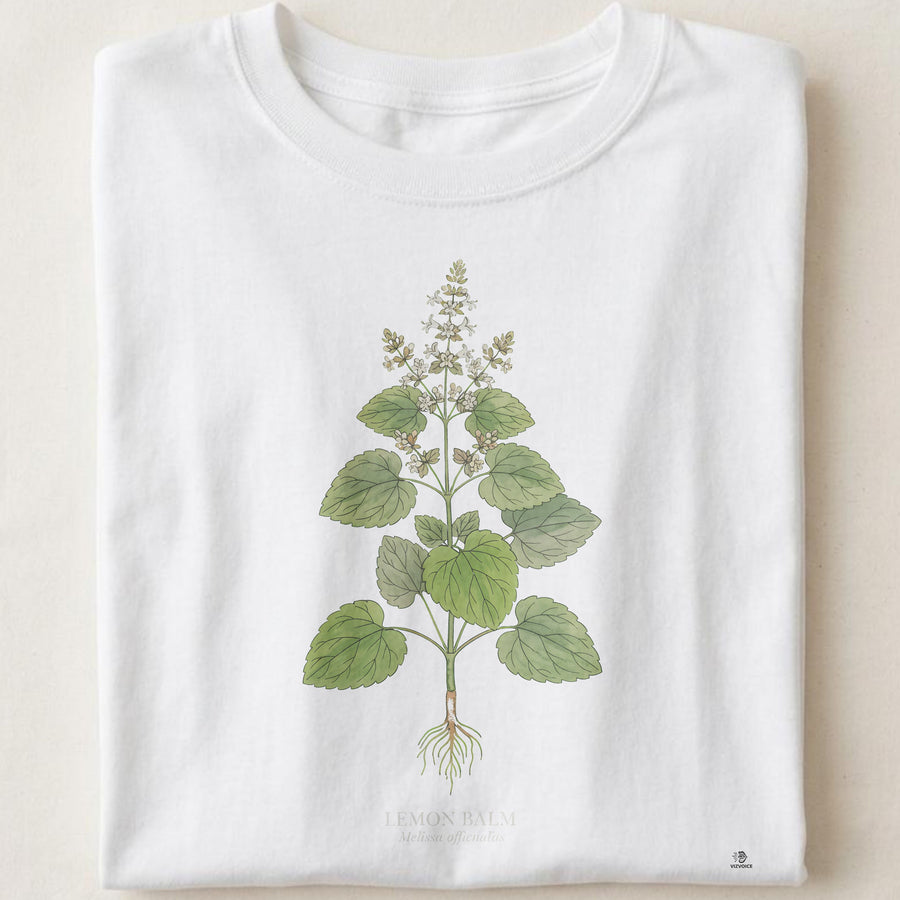 Lemon Balm Botanical Art T-Shirt | Vintage Herb Illustration