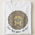LESS TALK MORE TOP OUT | Funny Rock Climbing T-Shirt - close up
