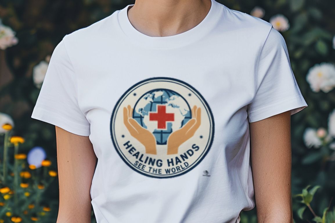 HEALING HANDS SEE THE WORLD | Inspiring Travel Nurse T-Shirt