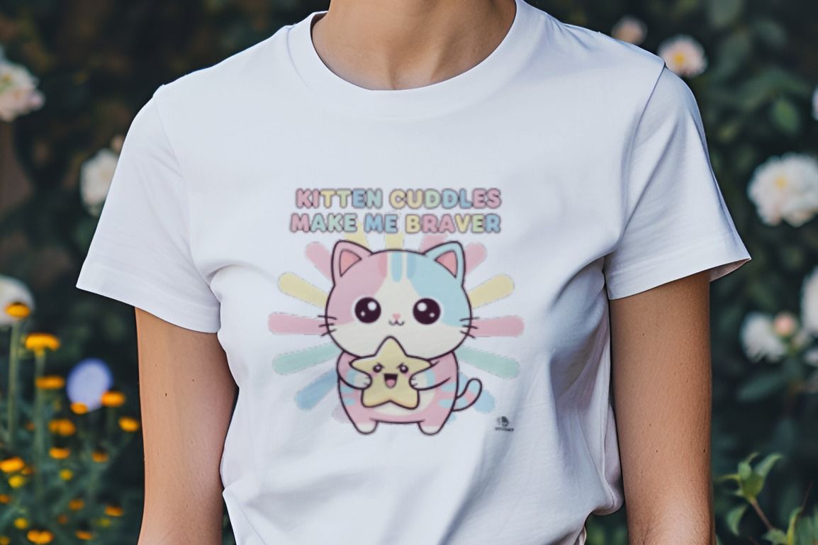 KITTEN CUDDLES MAKE ME BRAVER | Cozy Kitten T-Shirt