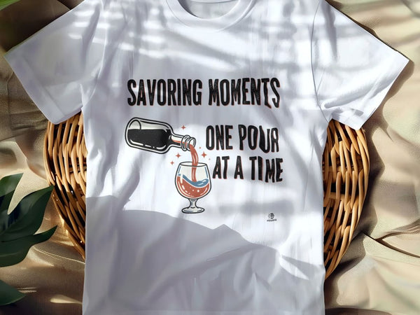 SAVORING MOMENTS ONE POUR AT A TIME | Cozy Wine Lovers T-shirt