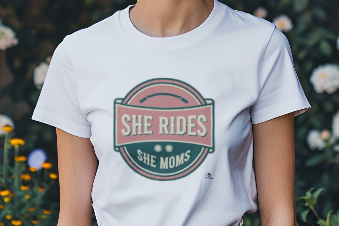 SHE RIDES SHE MOMS | Fun Biker Mom T-shirt