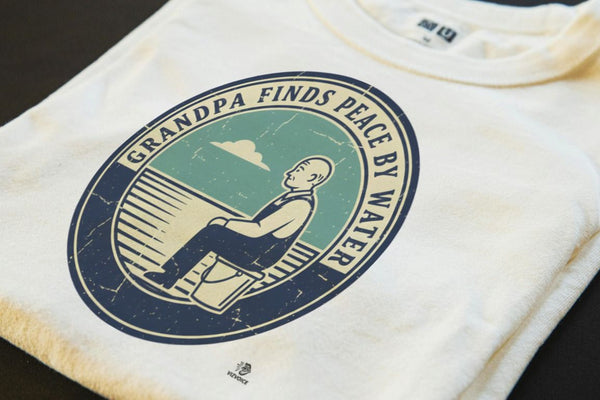 GRANDPA FINDS PEACE BY WATER | Relaxed Fishing T-Shirt