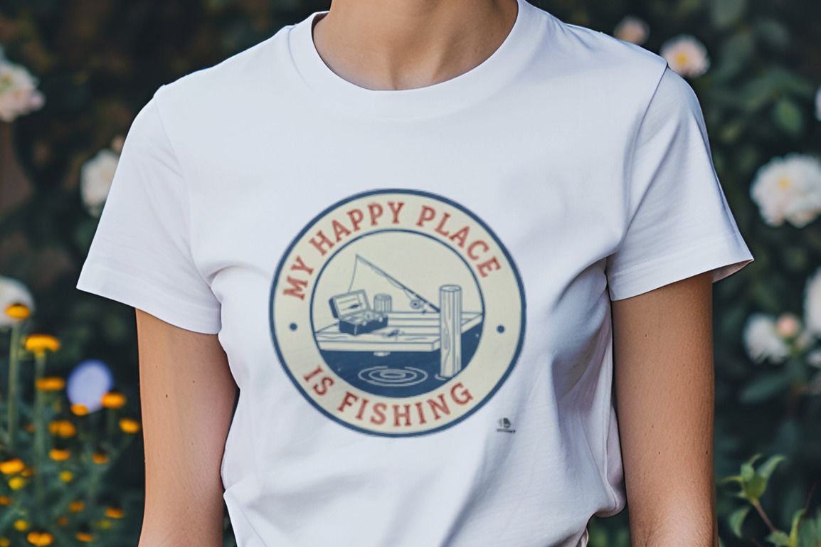 MY HAPPY PLACE IS FISHING | Humorous Fishing Grandpa T-Shirt