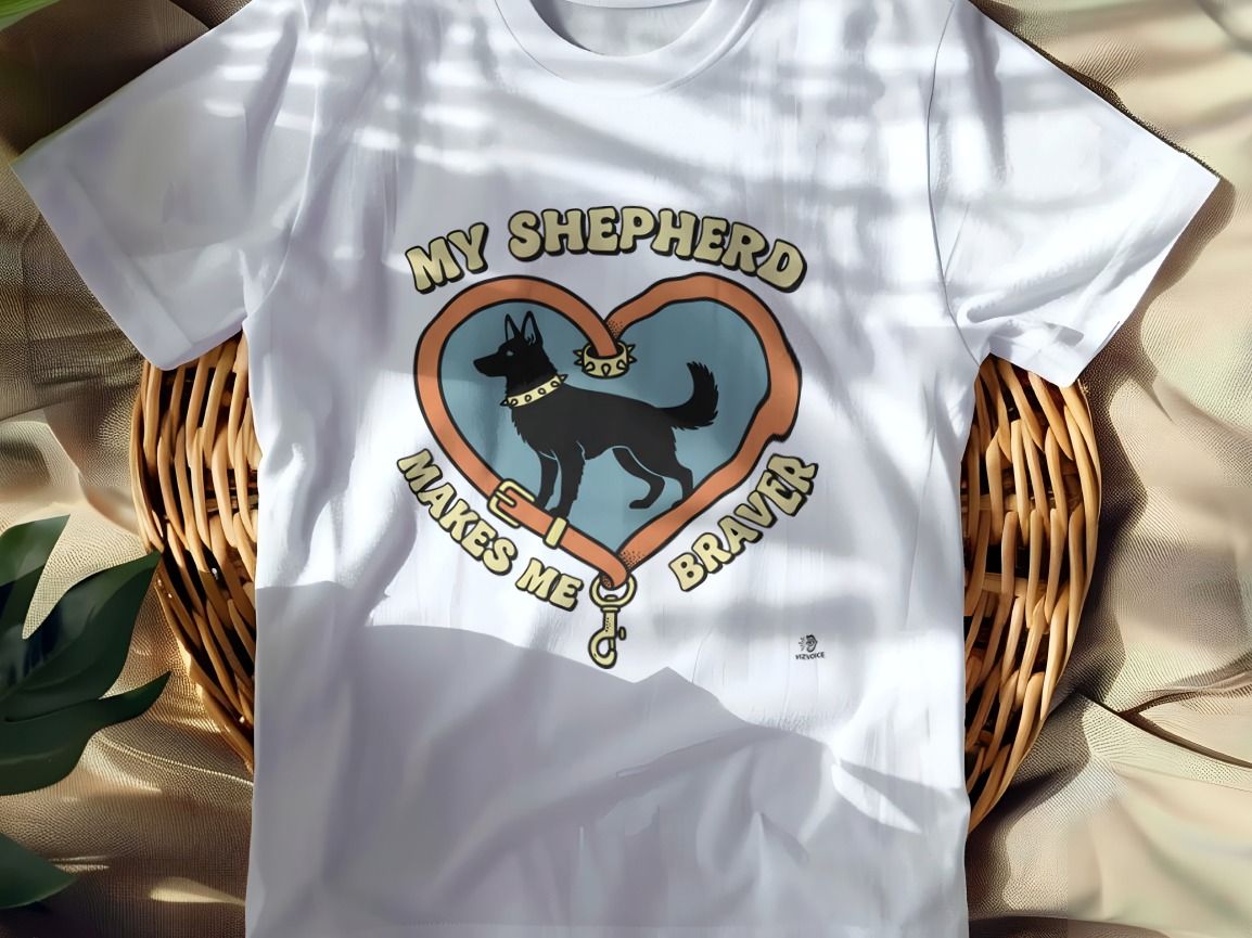 MY SHEPHERD MAKES ME BRAVER | Funny Dog Owner T-Shirt