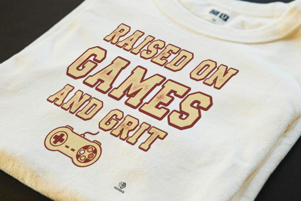 RAISED ON GAMES AND GRIT | Fun Gamer T-Shirt