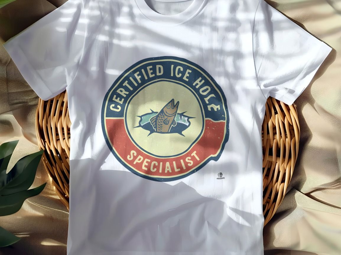 CERTIFIED ICE HOLE SPECIALIST | Humorous Fishing T-Shirt