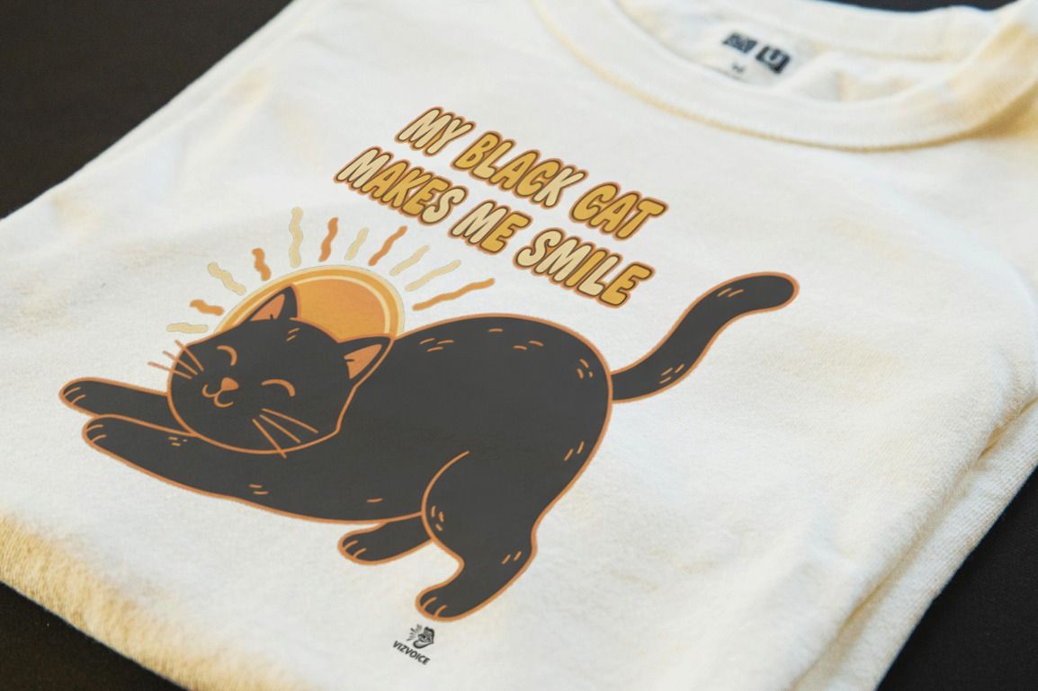 MY BLACK CAT MAKES ME SMILE | Fun T-Shirt for Cat Lovers